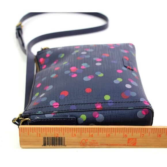 FOSSIL BLUE REAL COATED LEATHER POLKA DOT X-BODY SHOULDER BAG HANDBAG CLUTCH - Picture 11 of 16